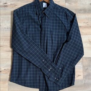 Men's Navy and Green Plaid Shirt